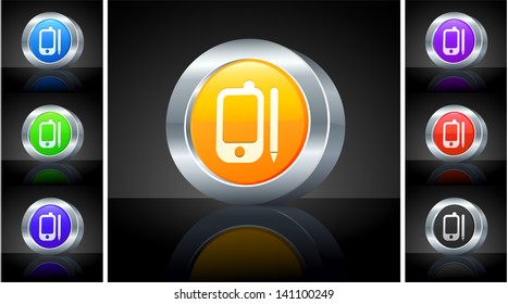 Organizer Icon on 3D Button with Metallic Rim Original Illustration 