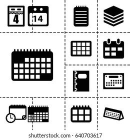 Organizer icon. set of 13 filled organizericons such as notebook, 14 date calendar, calendar