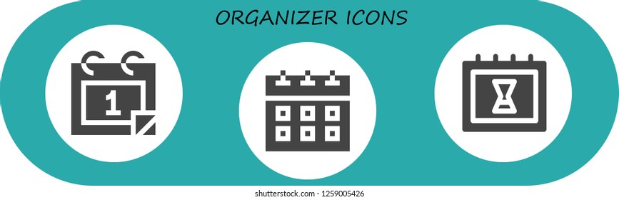  organizer icon set. 3 filled organizer icons. Simple modern icons about  - Calendar