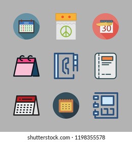 organizer icon set. vector set about calendar, agenda and weekly calendar icons set.