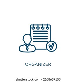 organizer icon. Thin linear organizer outline icon isolated on white background. Line vector organizer sign, symbol for web and mobile