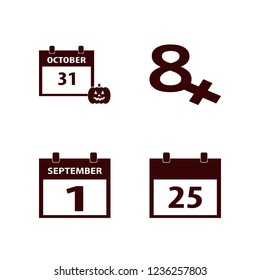 organizer icon. organizer vector icons set march calendar, calendar, halloween date on calendar and first september calendar
