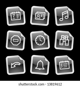 Organizer icons, black glossy sticker series