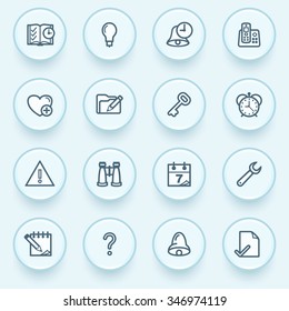Organizer icons with buttons on blue background.