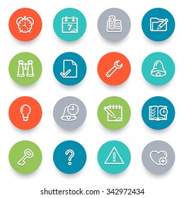 Organizer icons with color buttons. Flat design.