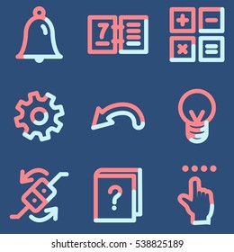 Organizer icons, light blue contour