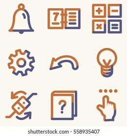 Organizer icons, light blue contour