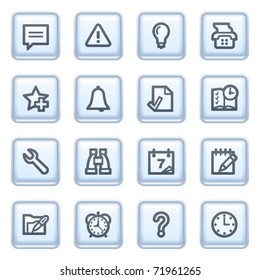 Organizer icons on blue buttons.