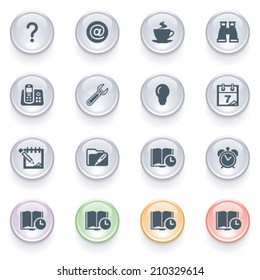 Organizer icons on color buttons.