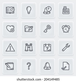 Organizer icons with plastics buttons on gray background.