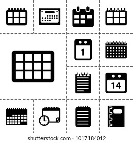 Organizer icons. set of 13 editable filled organizer icons such as calendar, notebook