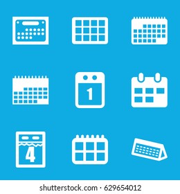 Organizer icons set. set of 9 organizer filled icons such as 1st day calendar, calendar