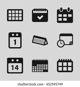 Organizer icons set. set of 9 organizer filled icons such as calendar