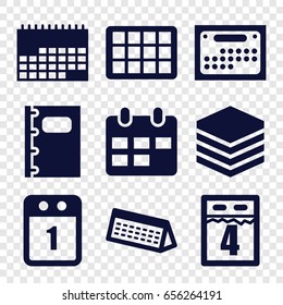 Organizer icons set. set of 9 organizer filled icons such as notebook, 1st day calendar, calendar, 4th date calendar