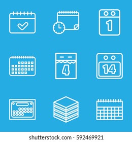 organizer icons set. Set of 9 organizer outline icons such as calendar, 14 date calendar
