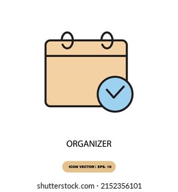 organizer icons  symbol vector elements for infographic web