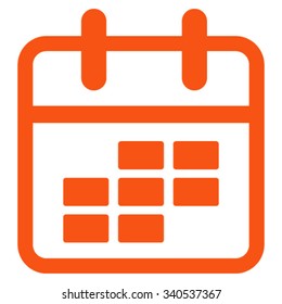 Organizer Month vector icon. Style is flat symbol, orange color, rounded angles, white background.