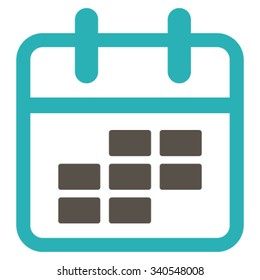 Organizer Month vector icon. Style is bicolor flat symbol, grey and cyan colors, rounded angles, white background.
