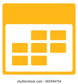Organizer Month vector icon. Style is flat symbol, yellow color, rounded angles, white background.