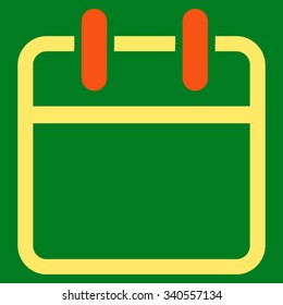 Organizer Page vector icon. Style is bicolor flat symbol, orange and yellow colors, rounded angles, green background.