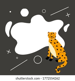 Organizer with place for notes. Cute template for writing with the image of a leopard. Suitable for children.
