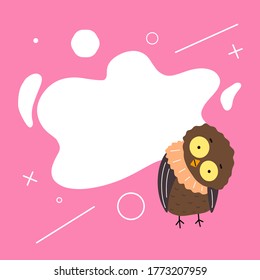 Organizer with place for notes. Cute template for writing with the image of a owl. Suitable for children.