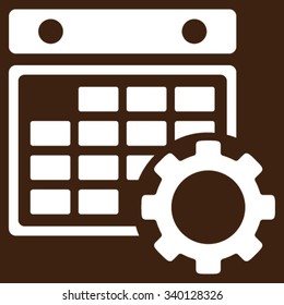 Organizer Preferences vector icon. Style is flat symbol, white color, rounded angles, brown background.