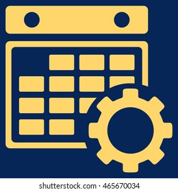 Organizer Preferences vector icon. Style is flat symbol, yellow color, rounded angles, blue background.