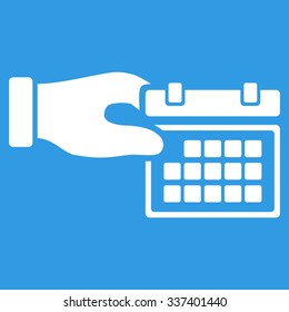 Organizer Properties vector icon. Style is flat symbol, white color, rounded angles, blue background.