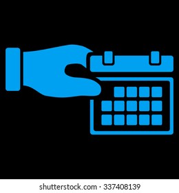 Organizer Properties vector icon. Style is flat symbol, blue color, rounded angles, black background.