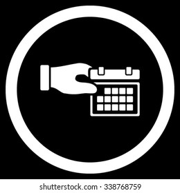 Organizer Properties vector icon. Style is flat rounded symbol, white color, rounded angles, black background.