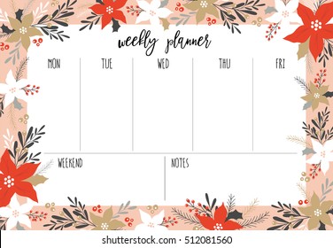 Organizer and Schedule set with Notes list, stickers, flags, tags. Template for Greeting Scrap booking, Congratulations, Invitations. Weekly Planner.