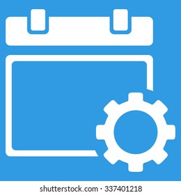 Organizer Setup vector icon. Style is flat symbol, white color, rounded angles, blue background.