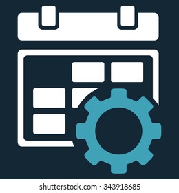 Organizer Setup vector icon. Style is bicolor flat symbol, blue and white colors, rounded angles, dark blue background.