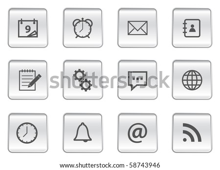 organizer silver icon set