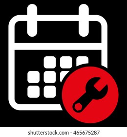 Organizer Tools vector icon. Style is bicolor flat symbol, red and white colors, rounded angles, black background.