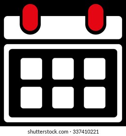 Organizer vector icon. Style is bicolor flat symbol, red and white colors, rounded angles, black background.