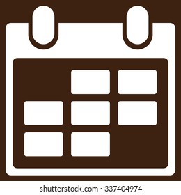 Organizer vector icon. Style is flat symbol, white color, rounded angles, brown background.