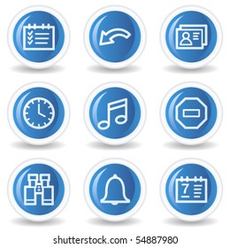 Organizer web icons, blue glossy circle buttons