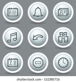 Organizer web icons, circle grey matt buttons