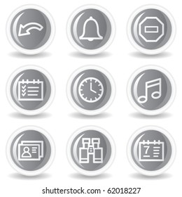 Organizer web icons, circle grey glossy buttons