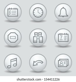 Organizer web icons , circle white matt buttons