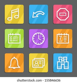 Organizer web icons, color flat buttons