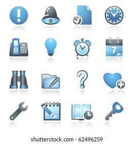 Organizer web icons. Gray and blue series.
