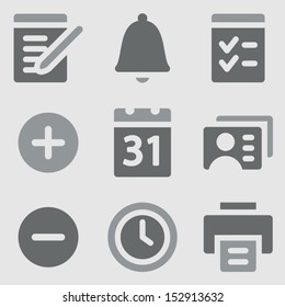 Organizer-Web-Symbole in Graustufen-Symbolen
