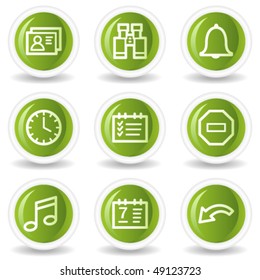 Organizer web icons, green circle buttons