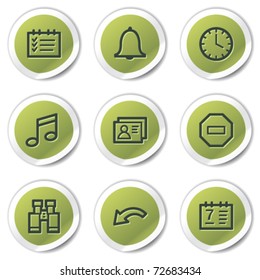 Organizer web icons, green circle stickers