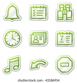 Organizer web icons, green contour sticker series