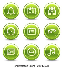 Organizer web icons, green glossy circle buttons series