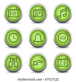 Organizer web icons, green glossy set